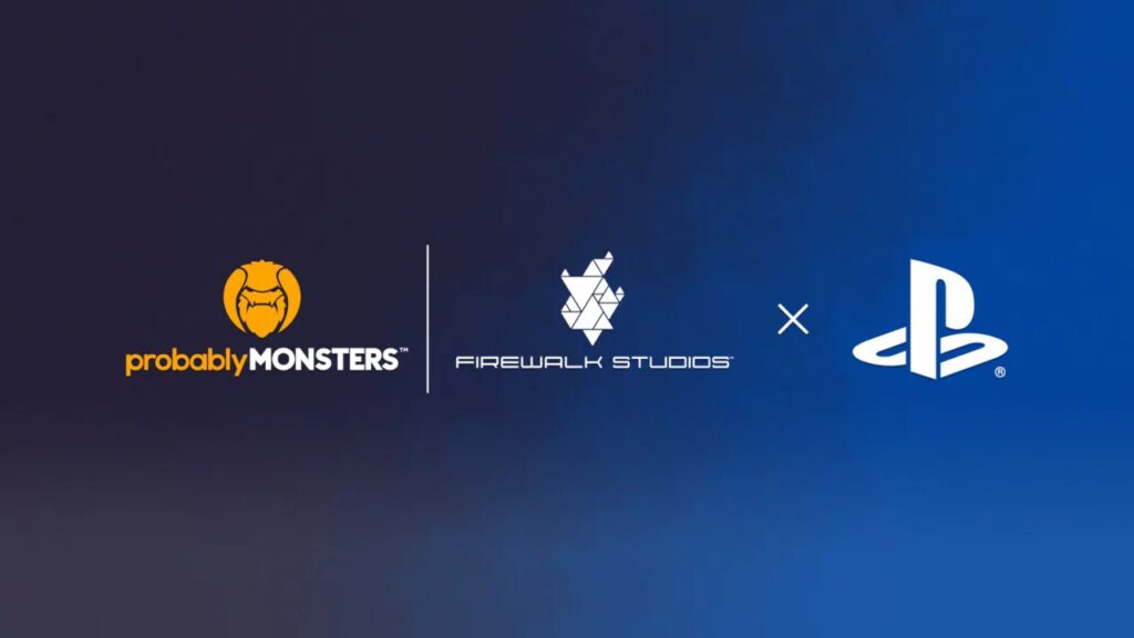 Logos da ProbablyMonsters e Firewalk Studios junto do PlayStation.