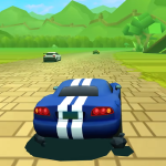 Tela do jogo Horizon Chase Turbo mostrando carro azul durante corrida