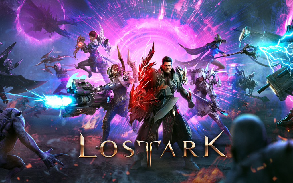 Capa do jogo Lost Ark com vários personagens disparando poderes mágicos, representando um dos games mais jogados recentemente.