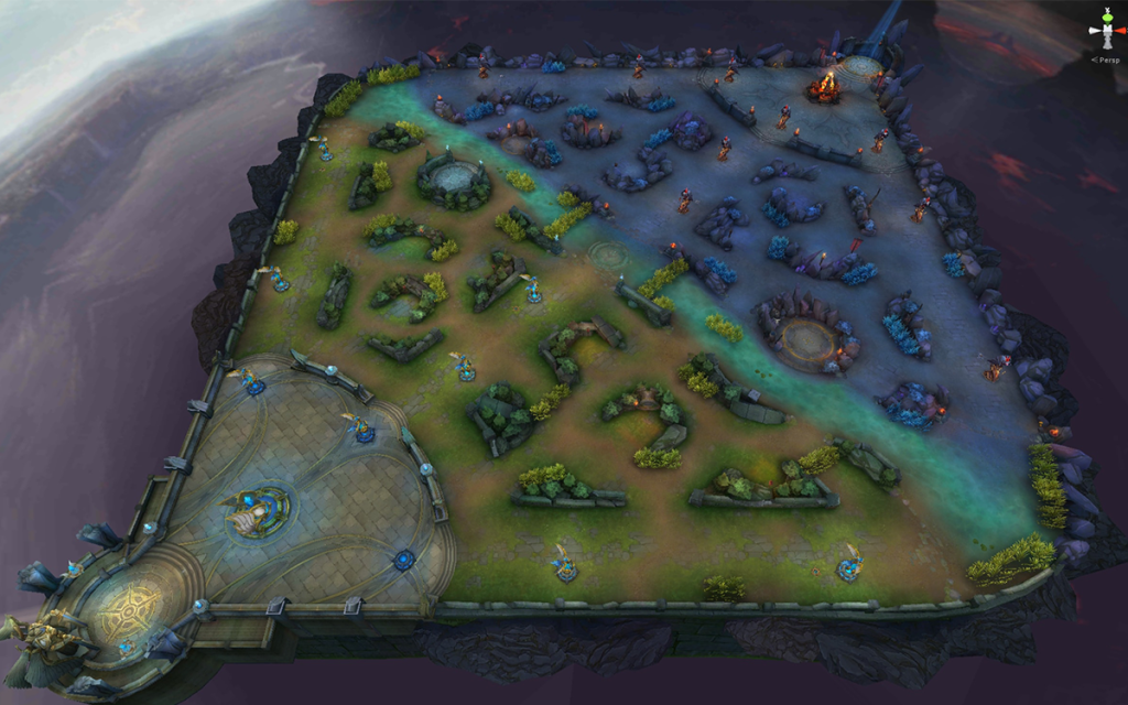 Mapa síncrono do jogo Arena of Valor.