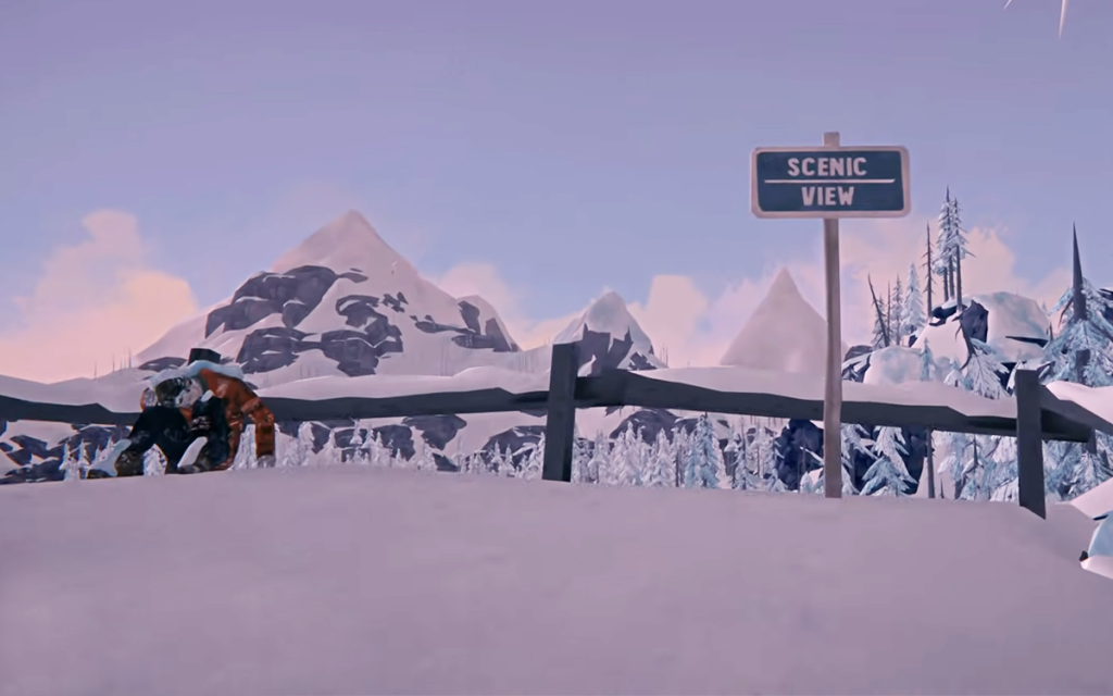 Imagem do game The Long Dark mostrando o personagem principal sentado encostado em uma cerca com neve e montanhas com neves ao fundo sendo esse um dos jogos indies mais vendidos..